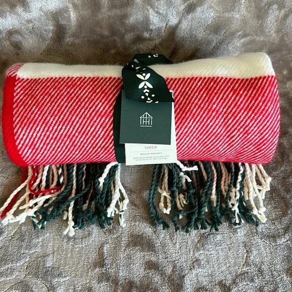Hearth Hand Holiday Hearth Hand Target 223 Throw Blanket Christmas Red Green Ivory Plaid New Poshmark